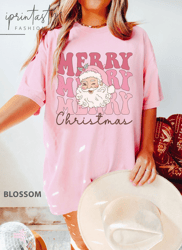 pink merry chrsitmas t-shirt, pink santa t-shirt, pink christmas shirt, christmas gift for her, iprintasty christmas, co