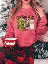 retro christmas characters sweatshirt, vintage the grinch chrismas shirt, santa xmas, christmas movie shirt, womens xmas
