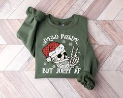 retro christmas sweatshirt, skeleton christmas sweatshirt, retro holiday sweatshirt, dead inside sweatshirt, vintage chr