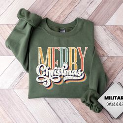 retro merry christmas sweatshirt, cute christmas sweatshirt, merry christmas, christmas crewneck, holiday sweatshirt, wi