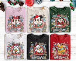 vintage disney mickey and friends christmas shirt, personalizable christmas sweatshirt wdw magic kingdom merry christmas