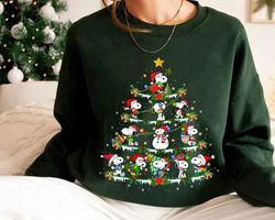 vintage snoopy dog christmas tree crewneck shirt, christmas t-shirt, christmas family shirt, christmas gift