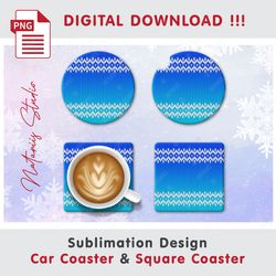 christmas knitted pattern - sublimation waterslade pattern - car coaster design - digital download