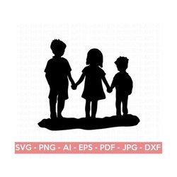 children svg, kids svg, boys svg, girls svg, siblings svg, children silhouette svg, school children svg, cut file cricut, silhouette