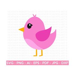 pink bird svg, bird svg,  cute bird svg, bird clipart, birds decor, cut file for cricut, silhouette