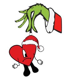 merry christmas stole grinch santa sad heart svg