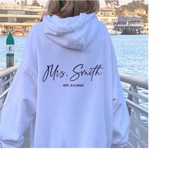 mrs personalized hoodie wedding gift for bride bride hoodie bridal shower gifts honeymoon sweatshirt custom name custom