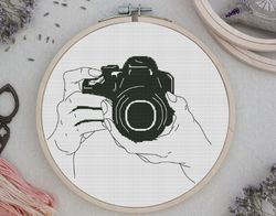 camera cross stitch pattern monochrome camera photo cross stitch counted cross stitch black and white photo cross stitch