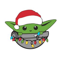 merry christmas santa baby yoda light string svg