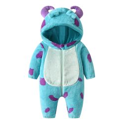 toddler baby thicken fleece rompers cartoon animal horn hooded jumpsuit warm kids winter outerwear infant playsuits