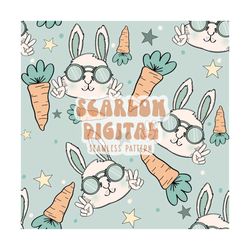 bunny and carrots seamless pattern-easter sublimation digital design download-easter bunny seamless file, boy easter sea