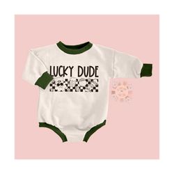 lucky dude svg-saint patrick's day cricut cut files-clover svg, leprechaun svg, little boy svg, groovy leprechaun svg de