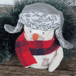 christmas decoration, christmas tree toy, handmade papier mache snowman