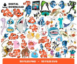 bundle layered svg, finding nemo, nemo, digital download, clipart, png, svg, cricut