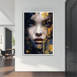 yellow woman modern canvas ,modern painting, wall art, modern  canvas,  abstract art, canvas art, decor for gift, woman