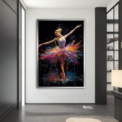 ballerina canvas painting, abstract ballerina print wall art, ballerina canvas wall decor, dance & woman,decor for gift-