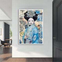 chinese woman modern canvas ,modern painting, wall art, modern  canvas,  abstract art, canvas art, decor for gift