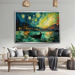 colorful lake landscape canvas, colorful night landscape art, lake canvas art, landscape painting wall art