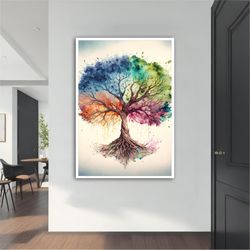 colorful tree canvas art, flower wall art,wall art, canvas art, framed canvas art, modern flower wall art, tree canvas p