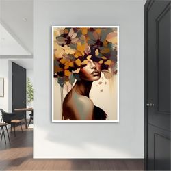 flower hair woman modern canvas ,modern painting, wall art, modern  canvas,  abstract art, canvas art, decor for gift