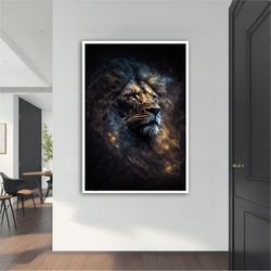 galaxy lion painting, galaxy lion, galaxy lion wall art, galaxy lion art, home decor, animal wall art, wall decor, offic