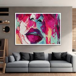 sexy lip canvas art, colorful erotic wall art, red lip canvas painting, lip painting, bedroom canvas print, sensual lip