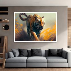 wild tiger picture canvas painting, tiger print canvas, tiger portrait wildlife art print, nature canvas wall, animal ca