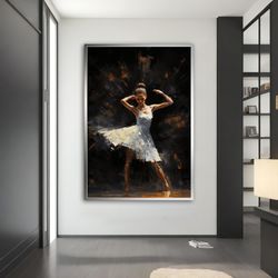 ballerina canvas painting, abstract ballerina print wall art, ballerina canvas wall decor, dance & woman,decor for gift