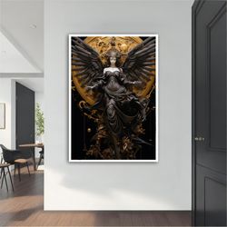 black angel canvas art ,modern angel painting, angel wall art, modern angel  canvas, modern canvas, abstract art ,home d