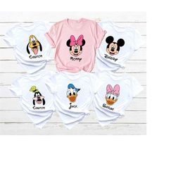 disney family vacation shirt, custom disney characters shirt, mickey and minnie mouse shirts, daisy and donald duck shir