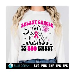 breast cancer is boo sheet svg, breast cancer awareness svg, halloween breast cancer svg, pink ribbon ghost