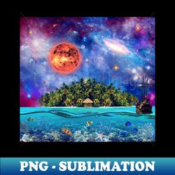 island oasis - cosmic retreat - sea scape - aesthetic sublimation digital file - unlock vibrant sublimation designs