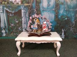 open book. dollhouse miniature.miniature for a dollhouse.1:12 scale.