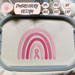 pink rainbow embroidery designs, breast cancer embroidery designs, cancer awareness embroidery designs, cancer support embroidery