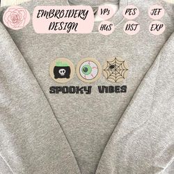 sugar bake cookie embroidery machine design, halloween spooky cookie embroidery design, spooky season embroidery file