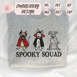 cute spooky ghost dog embroidery machine design, halloween spooky vibes embroidery design, spooky dog squad embroidery file