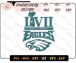 nfl super bowl lvii philadelphia eagles embroidery design, nfl football logo embroidery design, famous football team embroidery design, football embroidery design, pes, dst, jef, files