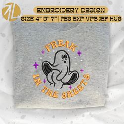 freak in the sheets embroidery file, spooky halloween craft embroidery design, spooky vibes embroidery design