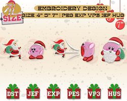kirby x santa clause embroidery designs, christmas embroidery designs, christmas 2022 embroidery files, xmas embroidery designs