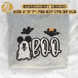 cartoon mouse spooky embroidery design, happy halloween embroidery file, creepy ghost embroidery file, cute spooky machine embroidery design, instant dowload