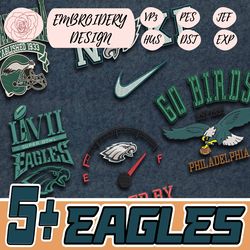 5+ e.a.g.l.e football logo embroidery bundle, famous football team embroidery bundle, football embroidery bundle, pes, dst, jef, files, instant download