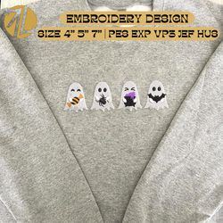 cute spooky vibes embroidery machine design, funny ghost embroidery machine design, spooky halloween vibes embroidery file