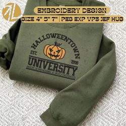 pumpkin university embroidery machine design, halloweentown university embroidery design, spooky pumpkin embroidery design