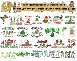 30+ green monster embroidery bundle, ew people happy christmas embroidery design, movie christmas embroidery design for shirt, christmas 2023 embroidery file