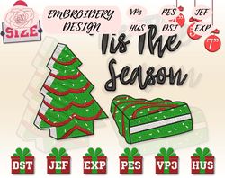 christmas tree cake embroidery designs, christmas embroidery designs, christmas embroidered, tis the season embroidery