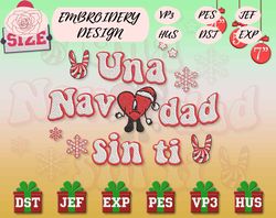 christmas bad bunny embroidery, christmas embroidery designs, un navidad sin ti designs, merry xmas embroidery designs