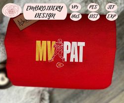 mvpat mahomes football logo embroidery design, nfl kansas city chiefs football logo embroidery design, famous football team embroidery design, football embroidery design, pes, dst, jef, files