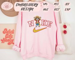 nike x luffy best unisex embroidered sweatshirt, manga embroidered sweatshirt, manga embroidered crewneck, anime sweatshirt, anime gift