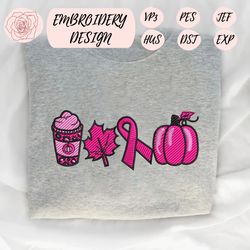 in october we wear embroidery designs, cancer awareness embroidery designs, breast cancer embroidery designs, pink ribbon embroidery designs