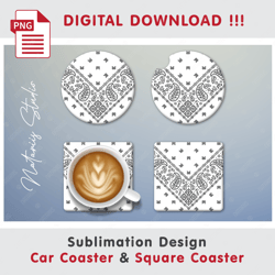 paisley bandana pattern - sublimation waterslade pattern - car coaster design - digital download